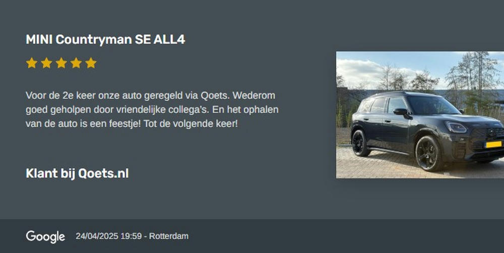 MINI countryman cooper se klantreview rotterdma