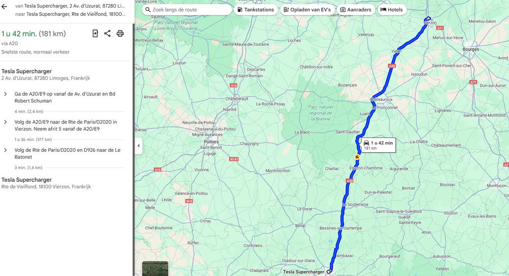 Tesla stop in Vierzon