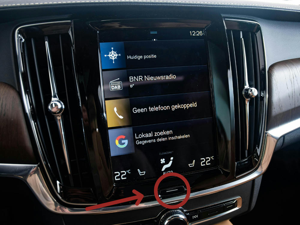 reset knop Home-knop Volvo Google built in